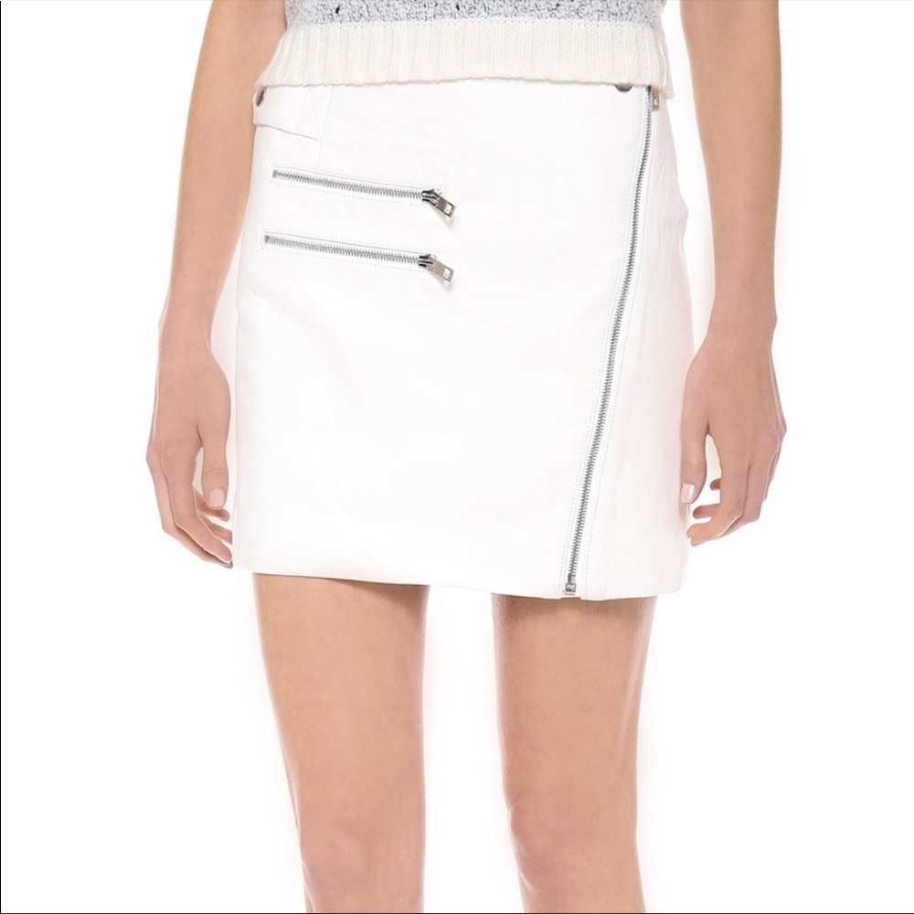 Rag & Bone Hudson Skirt, White Leather with Zippers